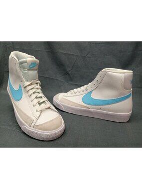 Nike Blazer Mid 77 (GS) Sneakers White Aquarius Blue Boys Size 6.5 NEW NO BOX!